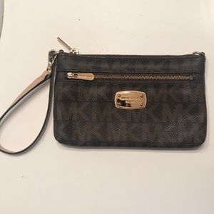 Michael Kors Small Brown Logo Wristlet